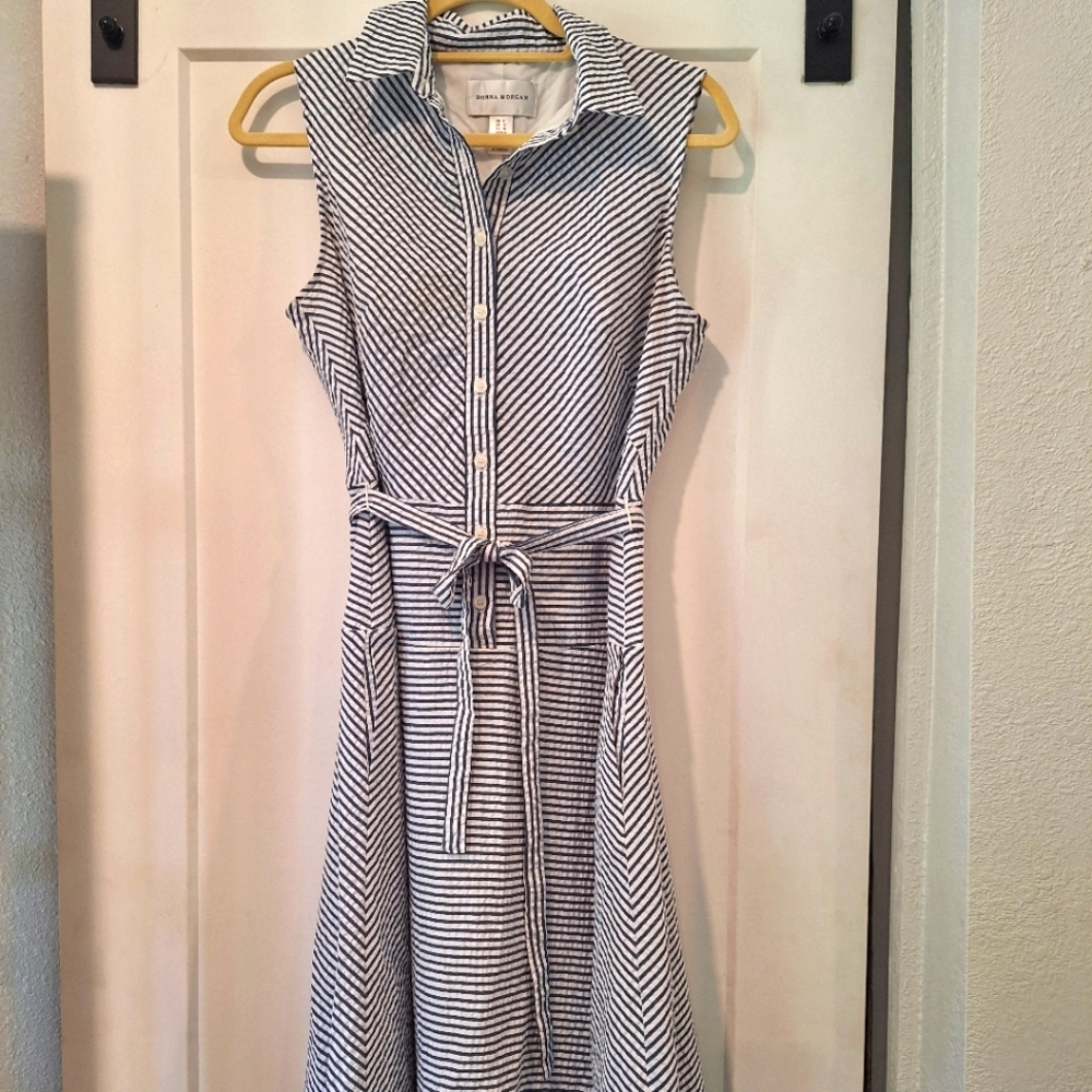 Donna Morgan Blue Stripped Dress
